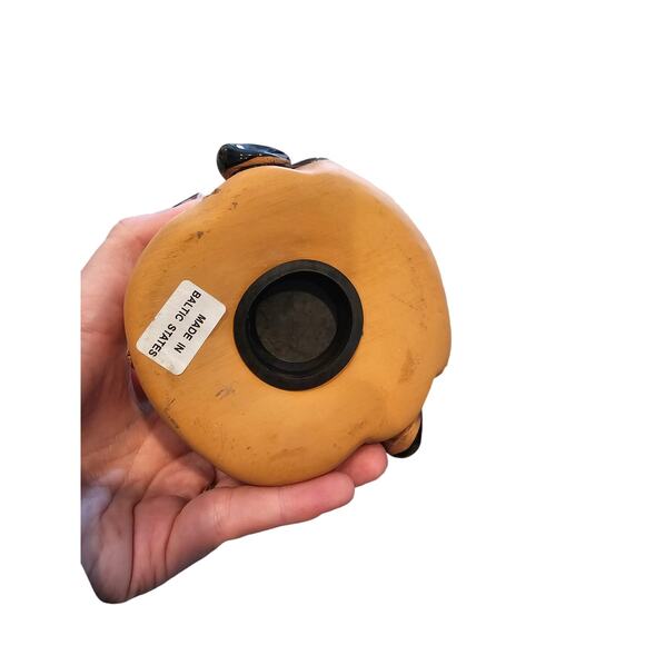 Vintage Baltic States Red Clay Hand Painted Coin Piggy Bank Funny Fat Cute Cow - Picture 5 of 6